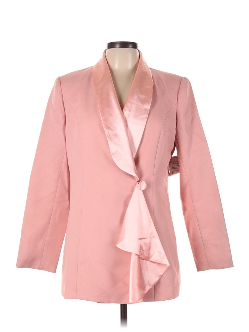 Size 10 Lew Magram Pink Satin-Trim Women's Blazer Jacket